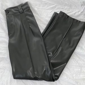 Faux leather wide leg pant